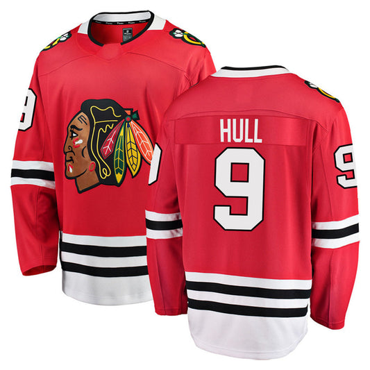 C.Blackhawks #9 Bobby Hull Player Fanatics Home Breakaway Red Hockey Jerseys