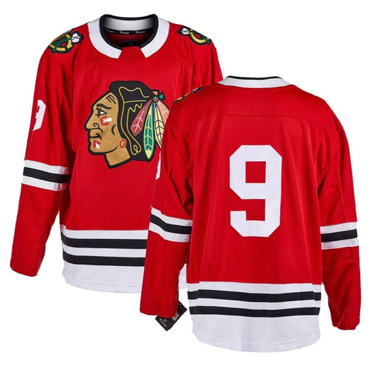 C.Blackhawks #9 Bobby Hull Player Fanatics Red Home Breakaway Hockey Jerseys