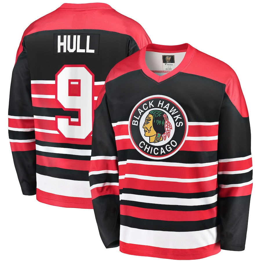 C.Blackhawks #9 Bobby Hull Player Red Fanatics Premier Breakaway Hockey Jerseys