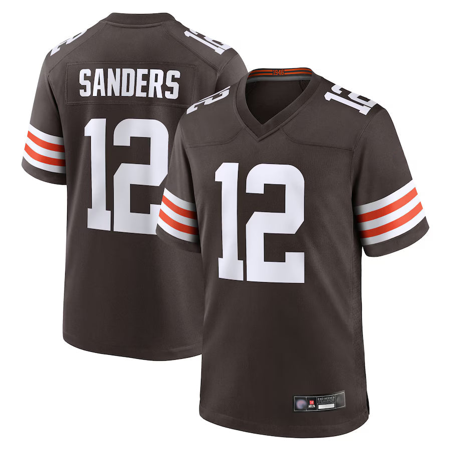 C.Browns #12 Shedeur Sanders Player Brown Home Game Football Jerseys