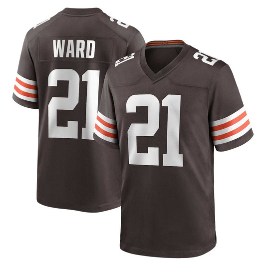 C.Browns #21 Denzel Ward Player Brown Home Game Football Jerseys