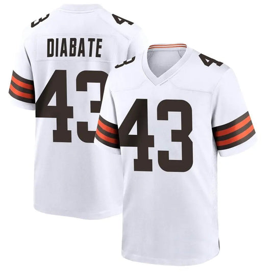 C.Browns #43 Mohamoud Diabate Player White Home Game Football Jerseys