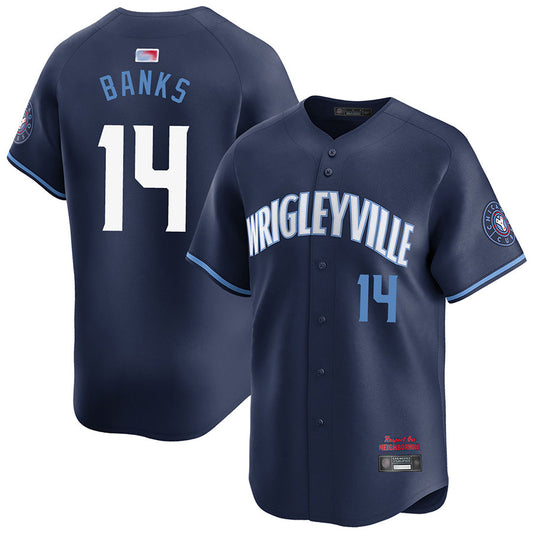 C.Cubs #14 Ernie Banks Player Navy City Connect Limited Baseball Jerseys
