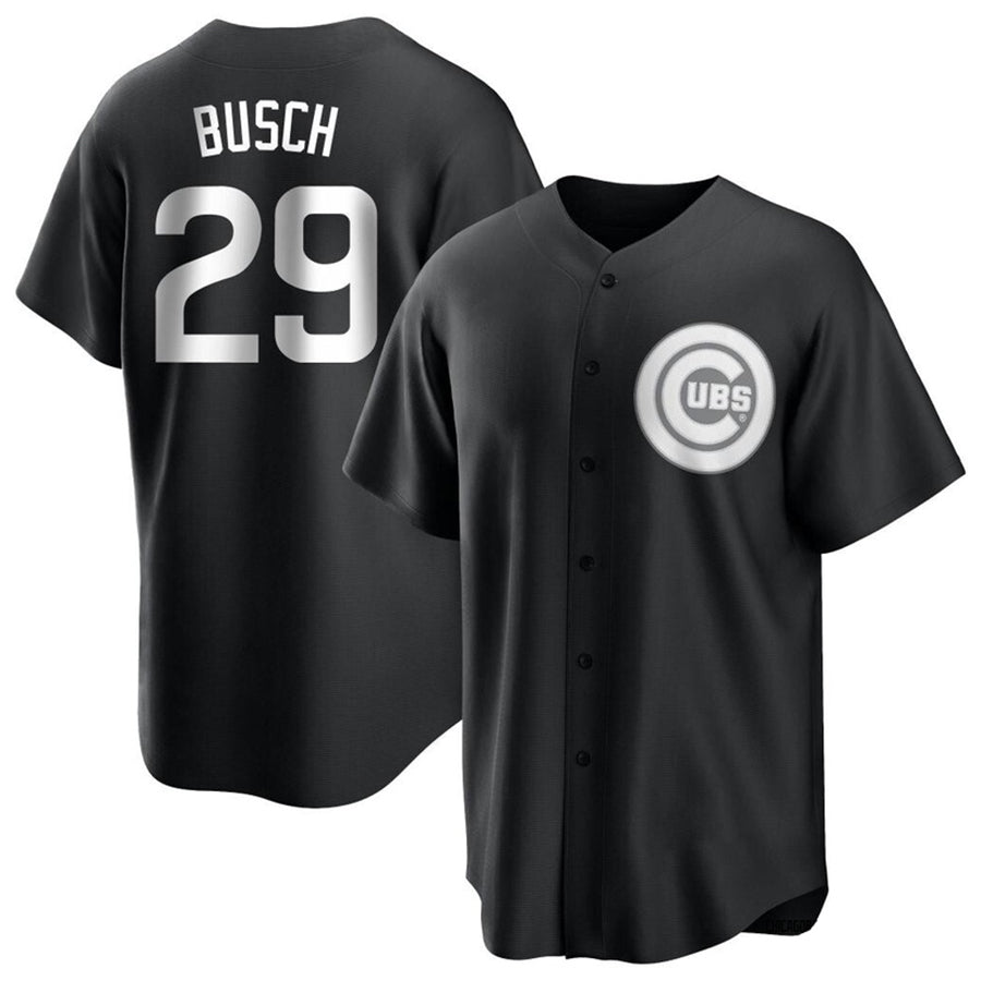 C.Cubs #29 Michael Busch Player Black Replica Game Baseball Jerseys