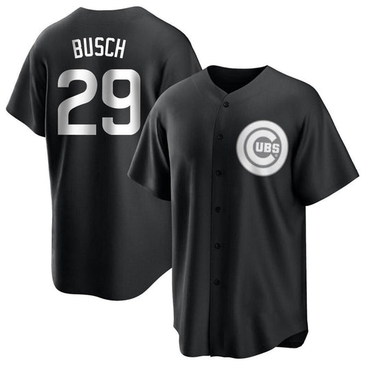 C.Cubs #29 Michael Busch Player Black Replica Game Baseball Jerseys