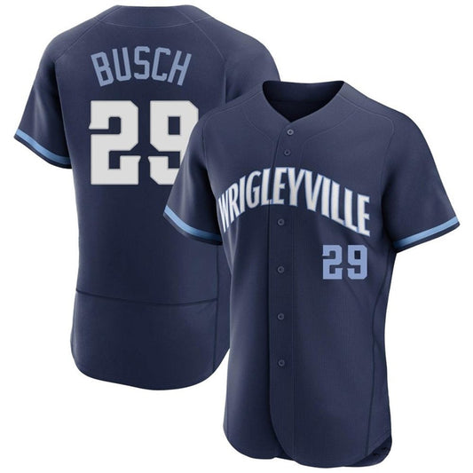 C.Cubs #29 Michael Busch Player Navy City Connect Limited Baseball Jerseys