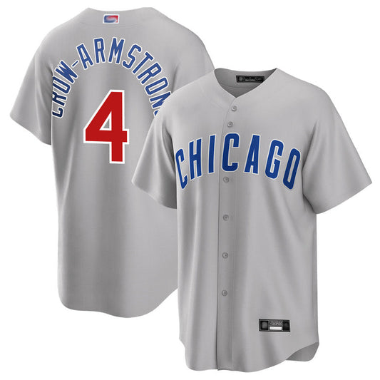C.Cubs #4 Pete Crow-Armstrong Player Gray Replica Baseball Jerseys