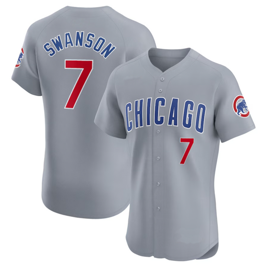 C.Cubs #7 Dansby Swanson Player Gray Road Home Elite Baseball Jerseys