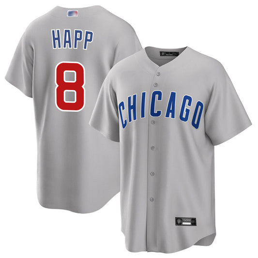 C.Cubs #8 Ian Happ Player Gray Home Game Baseball Jerseys