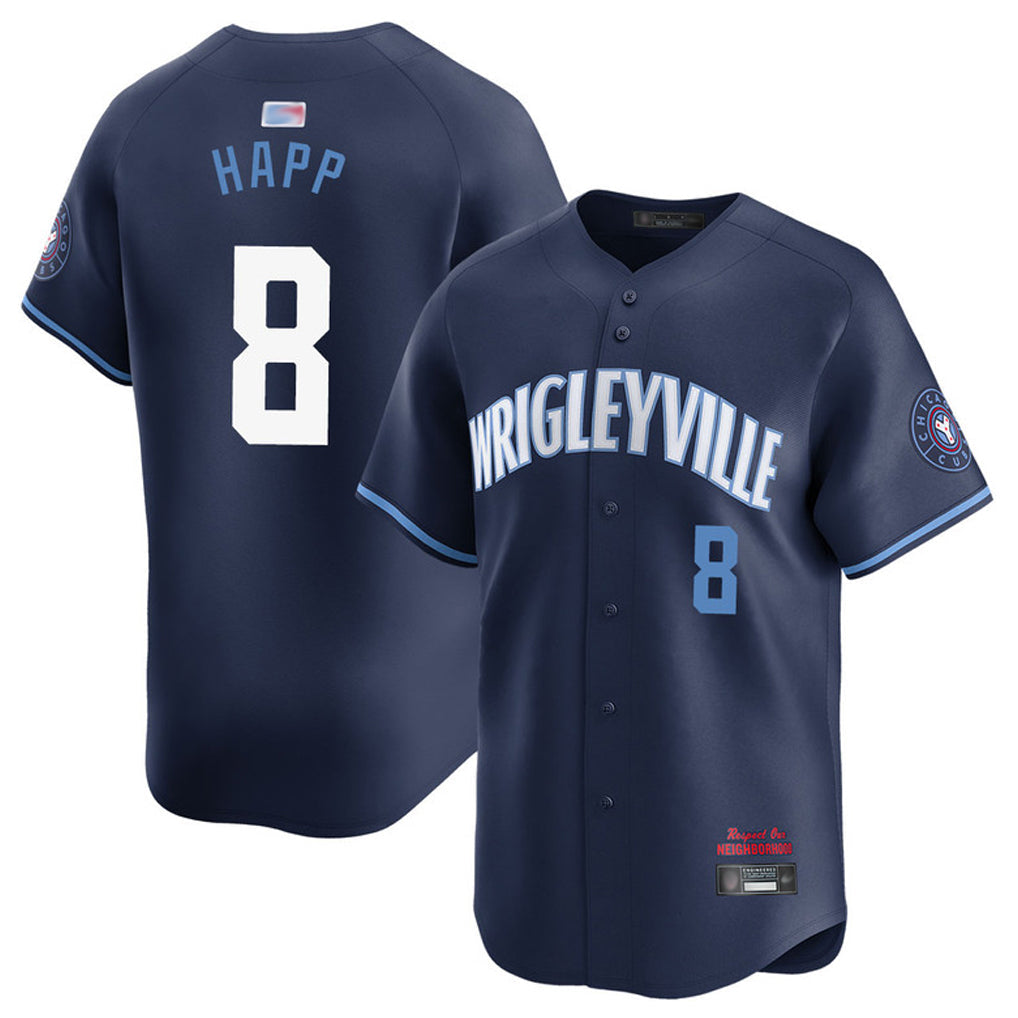 C.Cubs #8 Ian Happ Player Navy City Connect Limited Baseball Jerseys