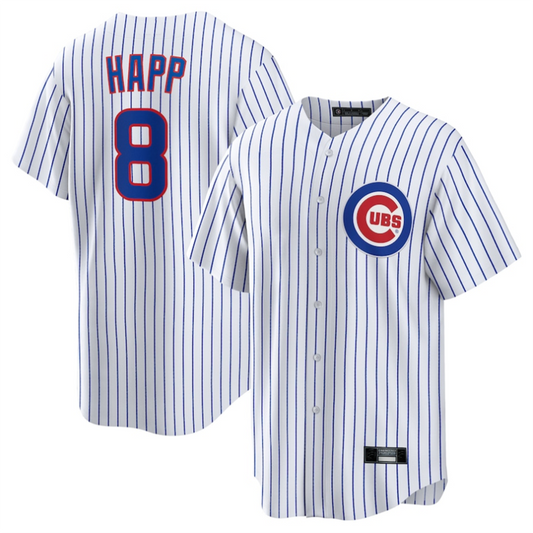 C.Cubs #8 Ian Happ Player White Home Replica Baseball Jerseys