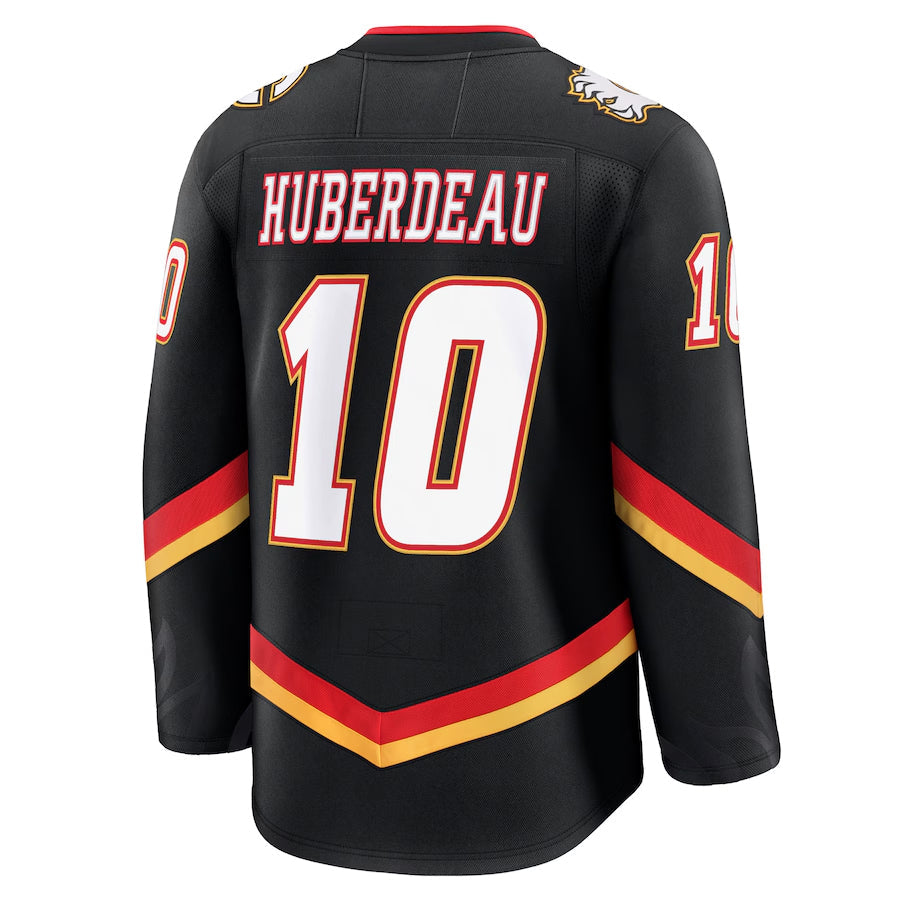 C.Flames #10 Jonathan Huberdeau Player Fanatics Premium Black Hockey Jerseys