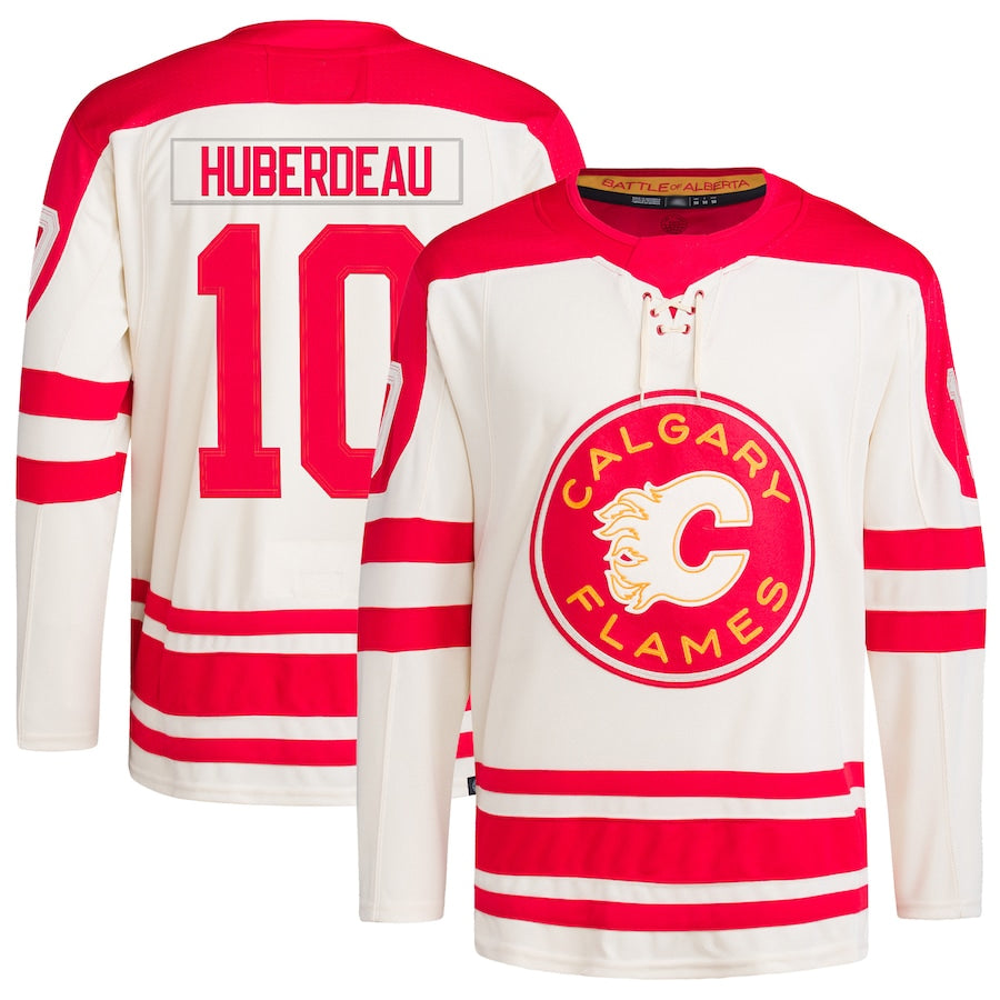 C.Flames #10 Jonathan Huberdeau Player Fanatics White Heritage Classic Hockey Jerseys