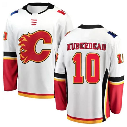 C.Flames #10 Jonathan Huberdeau Player Fanatics White Stitched Home Hockey Jerseys