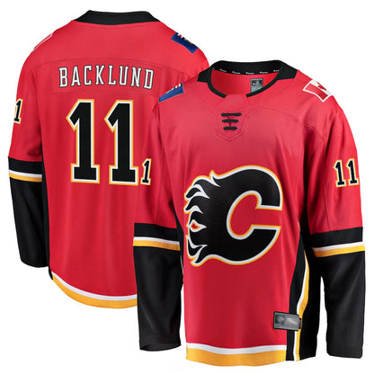 C.Flames #11 Mikael Backlund Player Fanatics Red Alternate Breakaway Hockey Jerseys