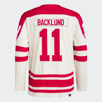 C.Flames #11 Mikael Backlund Player Fanatics White Heritage Classic Hockey Jerseys