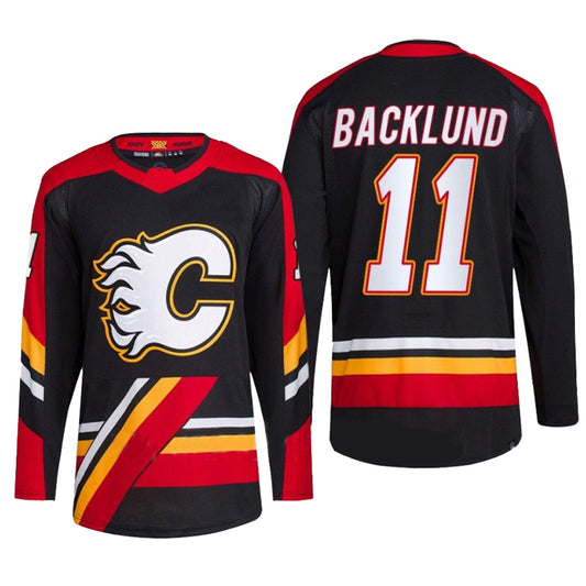 C.Flames #11 Mikael Backlund Player Fanatics everse Retro Black Hockey Jerseys