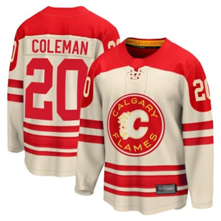 C.Flames #20 Blake Coleman Player Heritage Classic Fanatics Breakaway Cream Hockey Jerseys