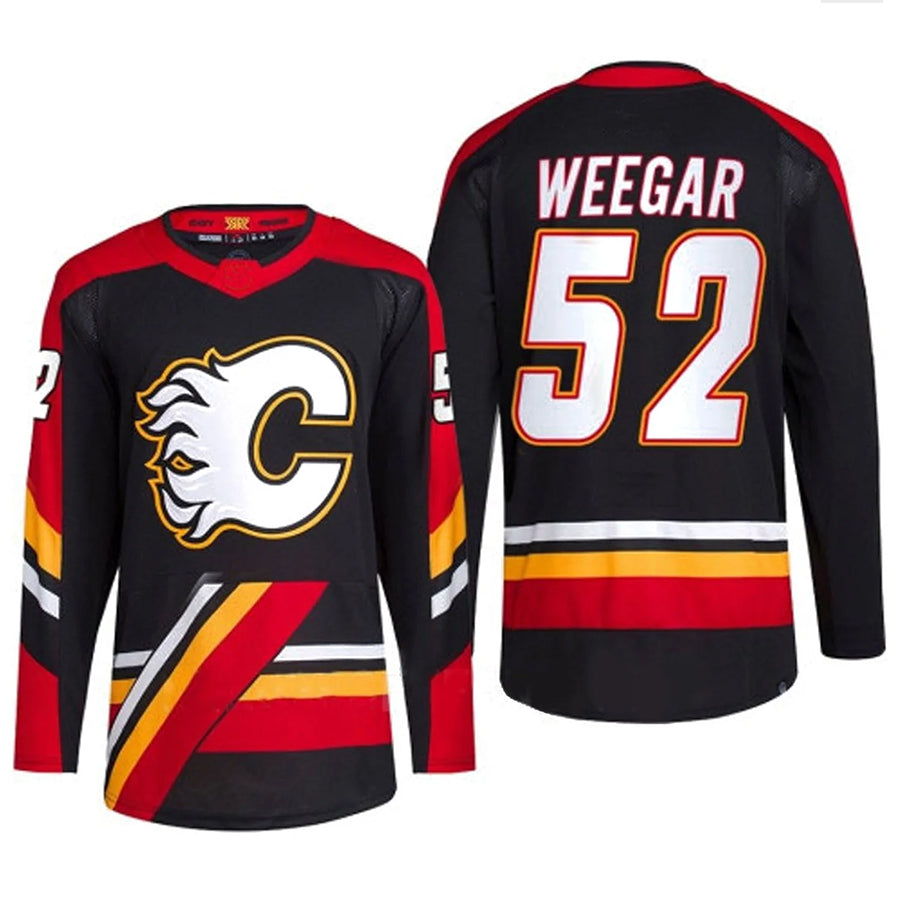 C.Flames #52 MacKenzie Weegar Player Fanatics everse Retro Black Hockey Jerseys
