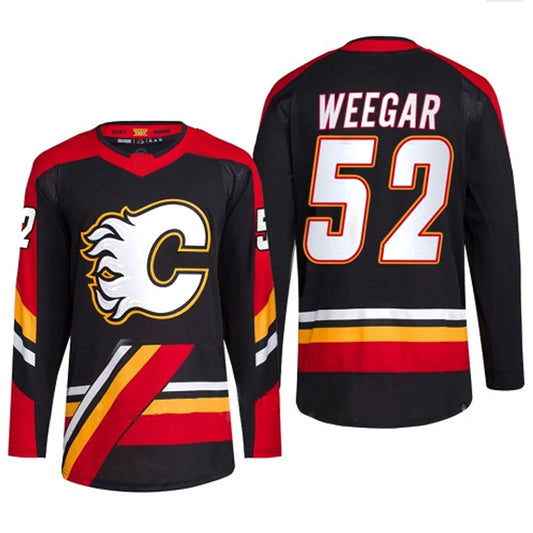 C.Flames #52 MacKenzie Weegar Player Fanatics everse Retro Black Hockey Jerseys