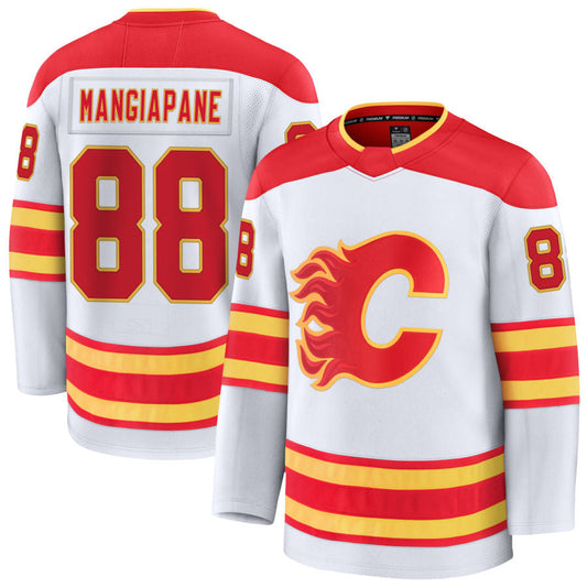 C.Flames #88 Andrew Mangiapane Fanatics Away Premium White Hockey Jerseys