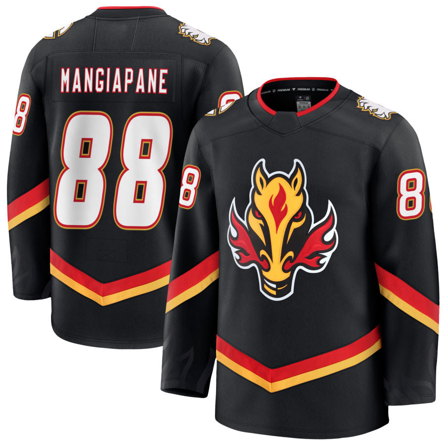 C.Flames #88 Andrew Mangiapane Fanatics Premium Black Hockey Jerseys