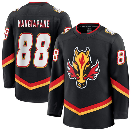 C.Flames #88 Andrew Mangiapane Fanatics Premium Black Hockey Jerseys