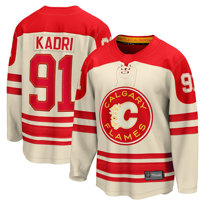 C.Flames #91 Nazem Kadri Player Heritage Classic Fanatics Breakaway Cream Hockey Jerseys