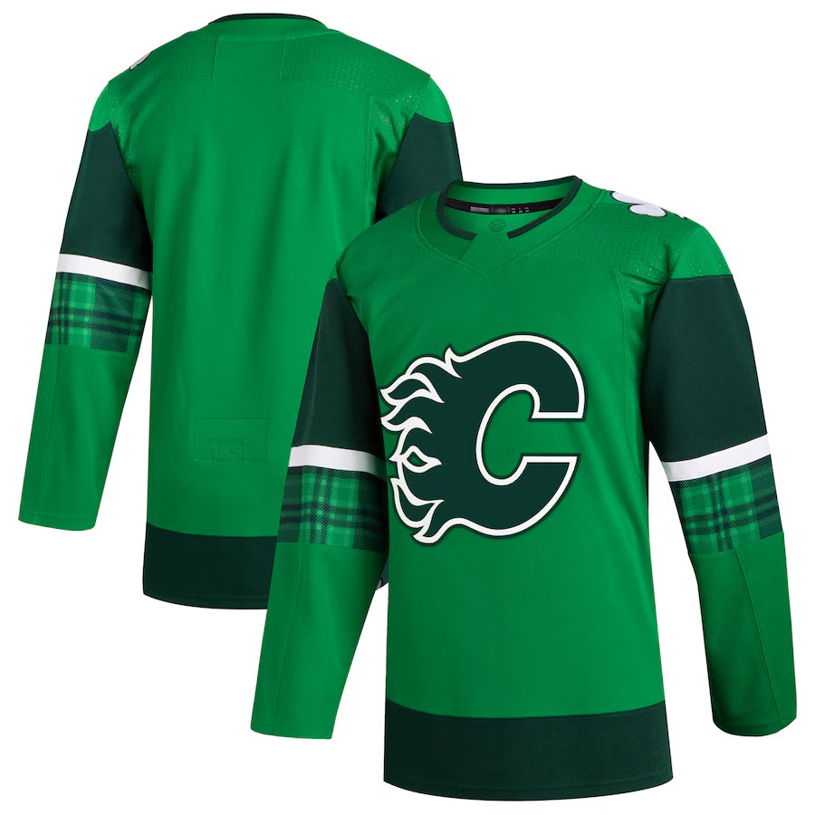 C.Flames Blank Player Fanatics Premium Kelly Green Hockey Jerseys