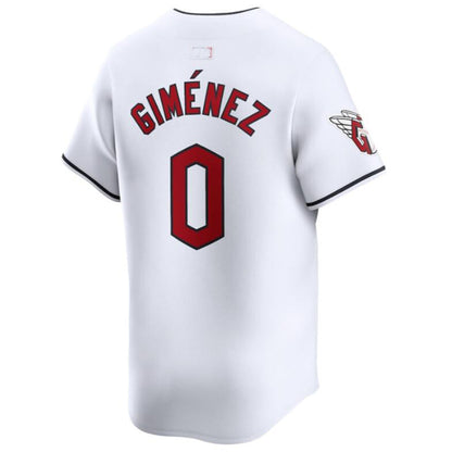 C.Guardians #0 Andr¡§|s Gim¡§|nez Player White Home Replica Game Baseball Jerseys