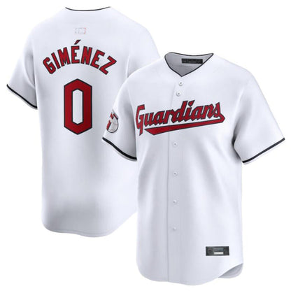 C.Guardians #0 Andr¡§|s Gim¡§|nez Player White Home Replica Game Baseball Jerseys