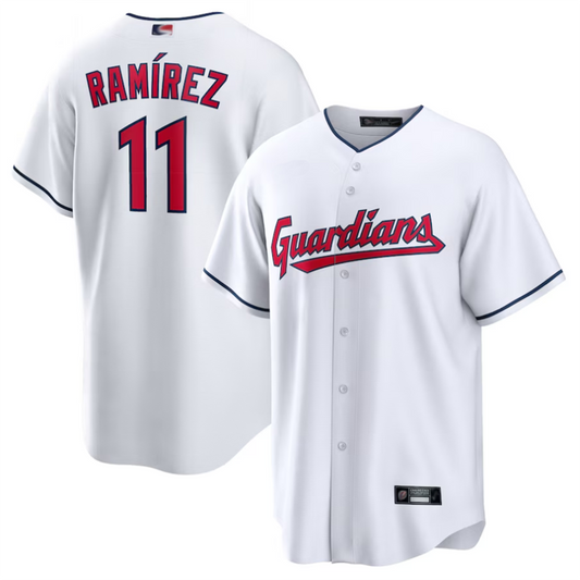 C.Guardians #11 Jose Ramirez Player White Home Replica Stitched Baseball Jerseys