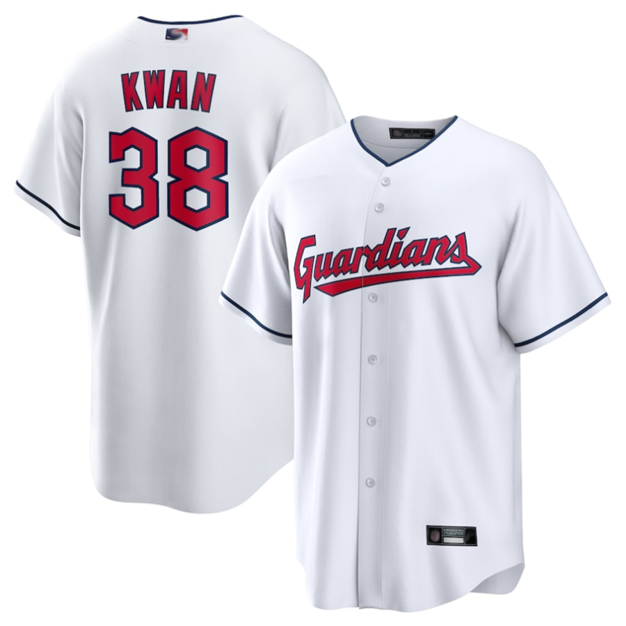 C.Guardians #38 Steven Kwan Player White Home Replica Baseball Jerseys