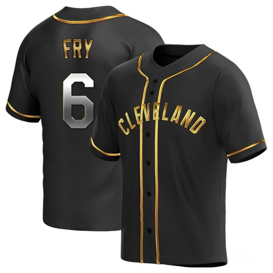 C.Guardians #6 David Fry Player Black-Dold Fashion Baseball Jerseys