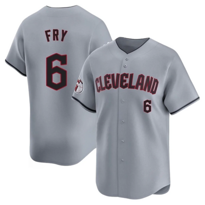 C.Guardians #6 David Fry Player Gray Home Limited Game Baseball Jerseys