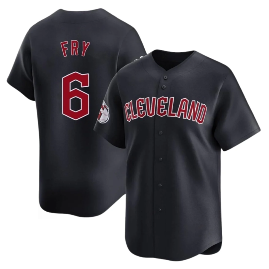 C.Guardians #6 David Fry Player Navy Home Limited Game Baseball Jerseys