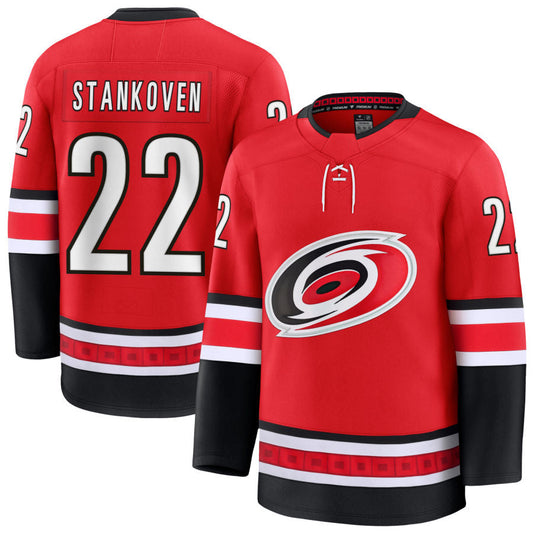 C.Hurricanes #22 Logan Stankoven Player Fanatics Alternate Breakaway Red Hockey Jerseys