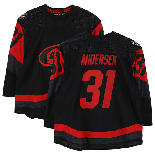 C.Hurricanes #31 Frederik Andersen Player Fanatics Black Breakaway Hockey Jerseys