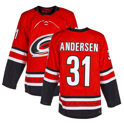 C.Hurricanes #31 Frederik Andersen Player Fanatics Red Stitched Game Hockey Jerseys