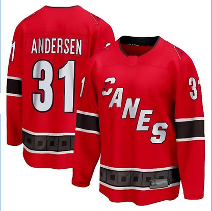 C.Hurricanes #31 Frederik Andersen Player Fanatics Special Edition 2.0 Breakaway Red Hockey Jerseys