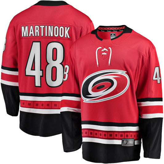 C.Hurricanes #48 Jordan Martinook Player Fanatics Alternate Breakaway Red Hockey Jerseys