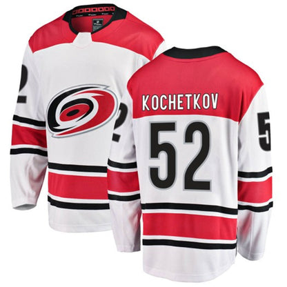 C.Hurricanes #52 Pyotr Kochetkov Player Fanatics White Away Breakaway Hockey Jerseys