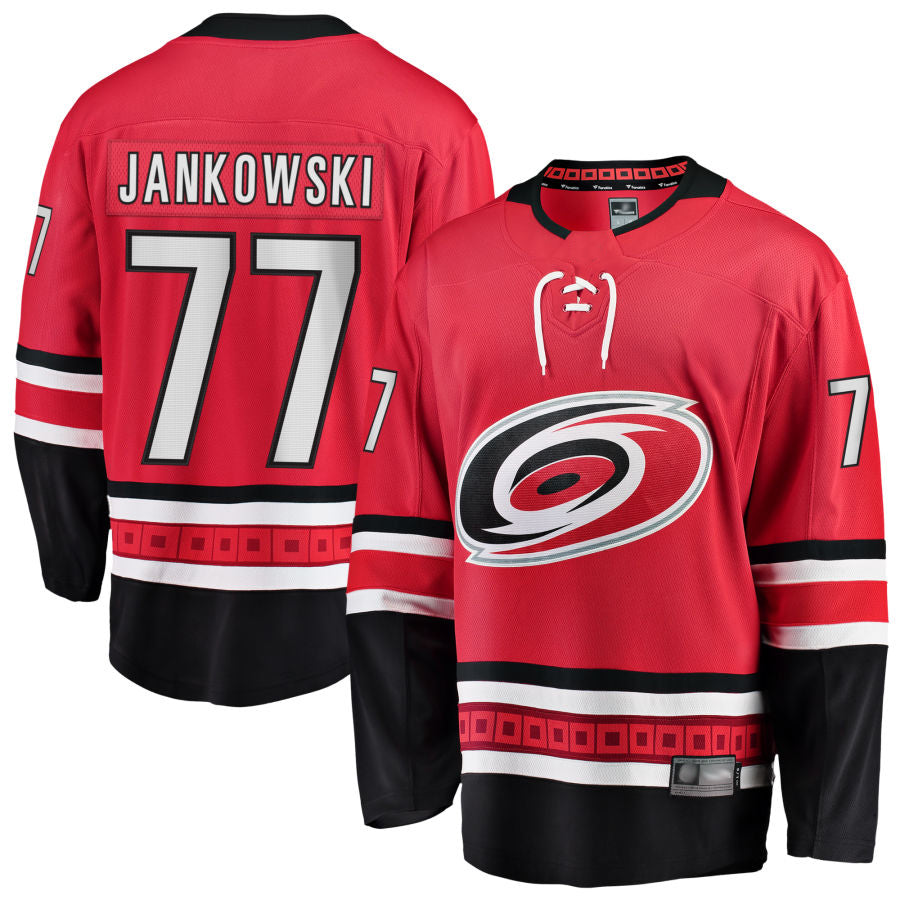 C.Hurricanes #77 Mark Jankowski Player Fanatics Alternate Breakaway Red Hockey Jerseys