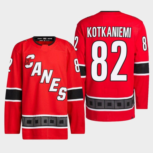 C.Hurricanes #82 Jesperi Kotkaniemi Player Fanatics Red Special Edition 2.0 Breakaway Hockey Jerseys