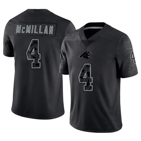 C.Panthers #4 Tetairoa McMillan Player Black REFLECTIVE Limited Football Jerseys