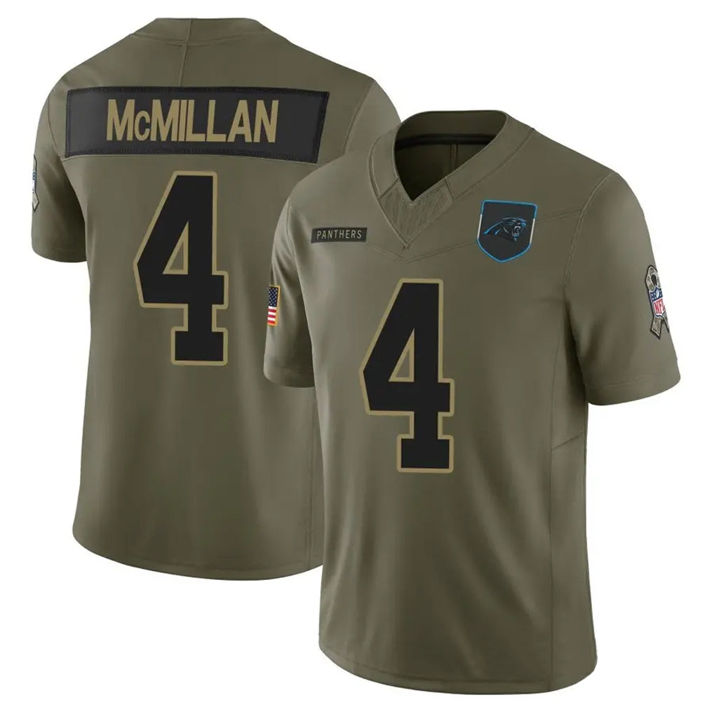 C.Panthers #4 Tetairoa McMillan Player Salute To Service Olive Limited Football Jerseys