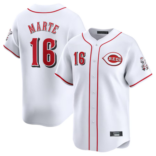 C.Reds #16 Noelvi Marte Player White Home Limited Elite Baseball Jerseys