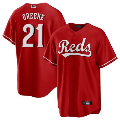 C.Reds #21 Hunter Greene Player Red Home Replica Baseball Jerseys