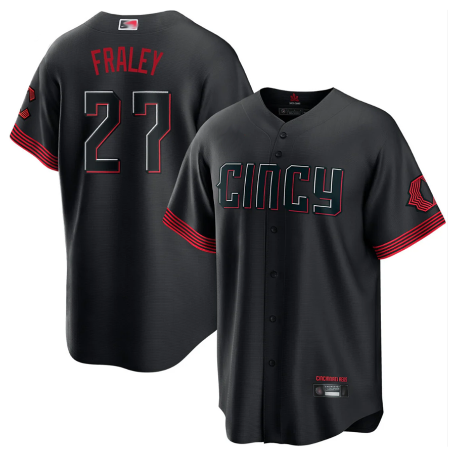 C.Reds #27 Jake Fraley Player Black City Connect Replica Black Baseball Jerseys