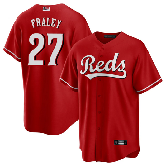 C.Reds #27 Jake Fraley Player Red Home Replica Game Baseball Jerseys
